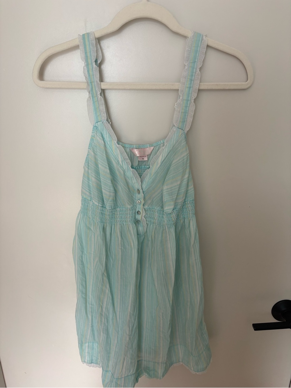 Victoria's Secret Baby Doll Striped Short Nighty Cotton Smocked Feminine Girly
